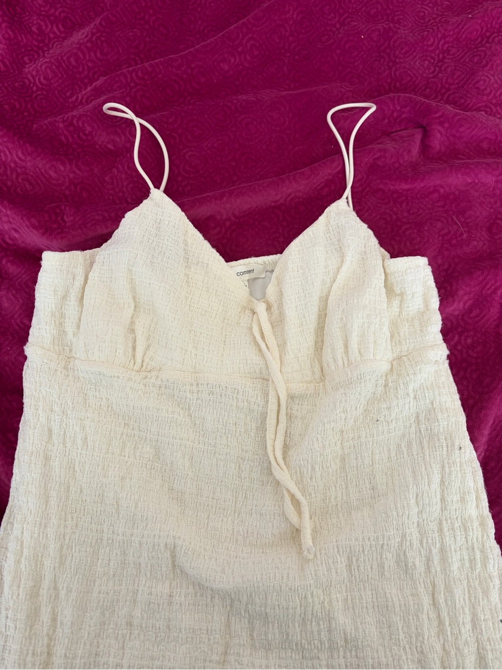 Sun dress by no comment - Cream Textured Spaghetti Strap Dress
